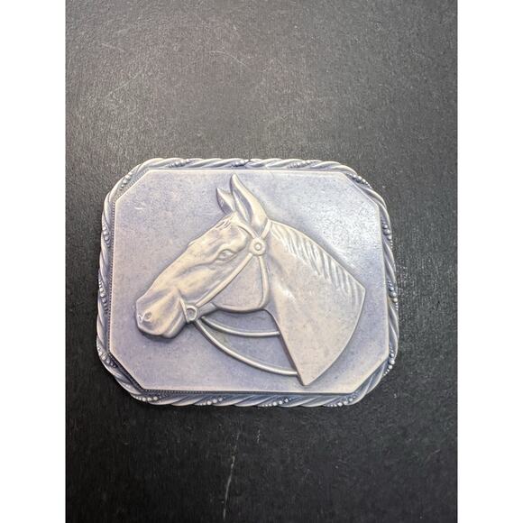 Vintage 1940’s Celluloid Horse Head Brooch/Pin Blue Square Fashion Retro 2" - Picture 5 of 10